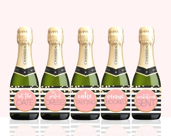 Wedding Milestone champagne labels Mini Champagne labels Wine Labels Wedding Wine Engagement gifts for couple planning checklist PRINTABLE