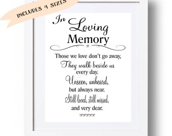 Wedding Memorial table In loving memory printable Memorial sign Memorial quotes Those we love don't go .. Memory print 5x7 + 8x10 DOWNLOAD