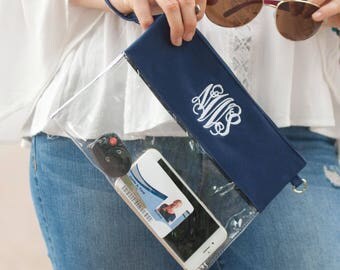 Monogrammed Clear Pouch, Monogrammed Clear Purse, Clear Pouch, Gameday Purse