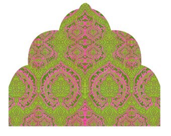 Boho Headboard Wall Decal - "Bohemian Vibe" - Fuchsia Pink & Green - TWIN ... a Great Teen, Dorm Room, Stick-On Headboard idea!