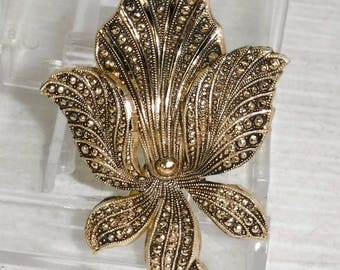 Vintage 1960s Eloxal Aluminum Iris Flower Brooch or Pin Made in Germany