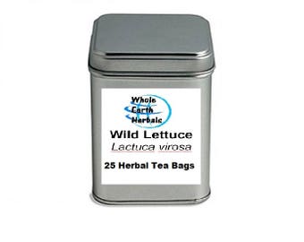 Wild Lettuce Tea Bags 25 Organic Herbal Tea Bags in Decorative Tea Tin