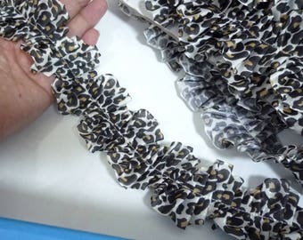 5 yds / 4.5 meters Big Leopard Animal Print Brown Ruffled Pleated Ribbon Trim Craft 2 inch/ 5cm width L421