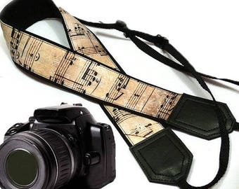 Music camera strap. Vintage notes Camera strap. DSLR / SLR Camera Strap. Camera accessories by InTePro
