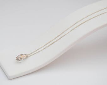 Silver necklace with Teardrop Swarovski silver patina