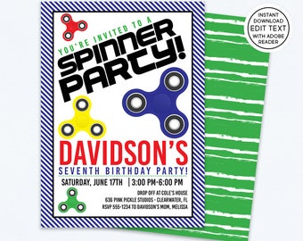 Fidget Spinner Invitation, Fidget Spinner, Spinner Invitation, Fidget Spinner Party, Spinner Party, Spinner Birthday, Hand Spinner | 636