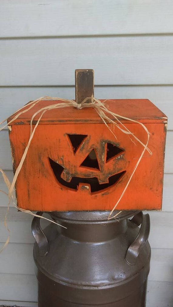 Handmade wooden Jack O Lantern box