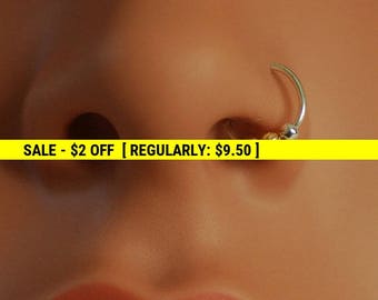 Gold hoop, Nose Ring, Septum Ring, Sterling Silver Hoop Earring, cartilage, tragus, helix, rook, daith piercing handcrafted nose ring