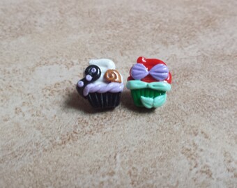 Ariel and Ursula Inspired Cupcake Earrings