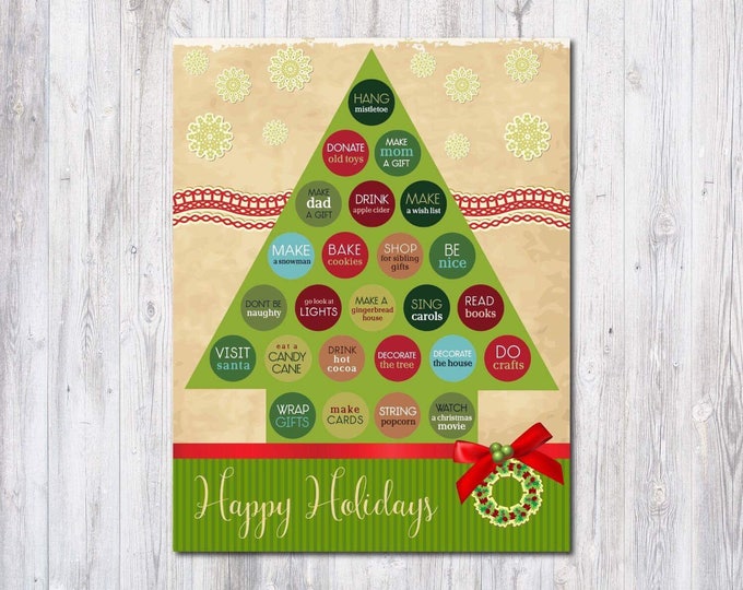 Instant Download Advent calendar - Family tradition - Family activity - Unique gift - Christmas gift - Open house gift