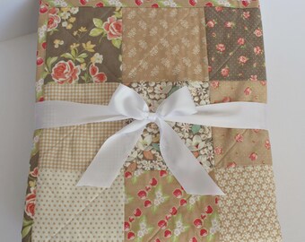Rustic Quilt, Rustic Floral Quilt, Beige Patchwork, Beige Quilt, Patchwork Quilt, Homemade Quilts, Rustic Wedding Gift, Rustic Throw Blanket