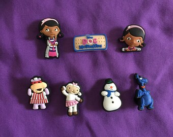 7-pc Doc McStuffins Shoe Charms for Crocs, Silicone Bracelet Charms, Party Favors, Jibbitz