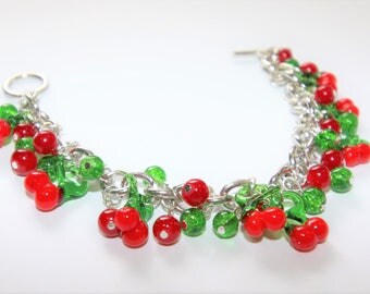 Cherry Dangle Stretch Bracelet Set Of 3