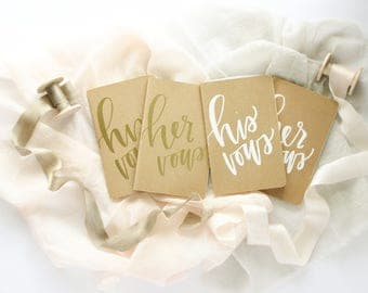 Hand Embossed Wedding Vow Books | Small Hand Lettered + Embossed Moleskine Vow Books
