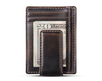 CARRYALL MAGNETIC Front Pocket Wallet • BLACK • Money Clip Wallet • Groomsmen Gift • Mens Leather Wallet • Multi-Card Functionality