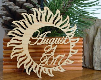 Solar Eclipse ornament wood cut decoration. Laser cut Total Solar Eclipse ornament, Solar Eclipse August 21, 2017