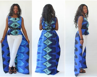NEW African Print Ankara - Jasmine Hi Lo, Maxi Dress,Africa Clothing, Maxi Dress, African Fashion,Tribal Print, Ankara Maxi Dress,Cape Dress