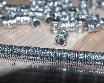 Norse Viking Beard Dread High quality Beard beads viking protection rune 50PCs Ornate Carved Tube Spacers Beads 6*8mm beard or dredlock set