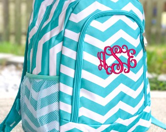 Monogrammed Backpack, Aqua Backpack, Teal Backpack, Turquoise Backpack, Personalized Backpack, Girl Backpack, Canvas Bag, Back to School