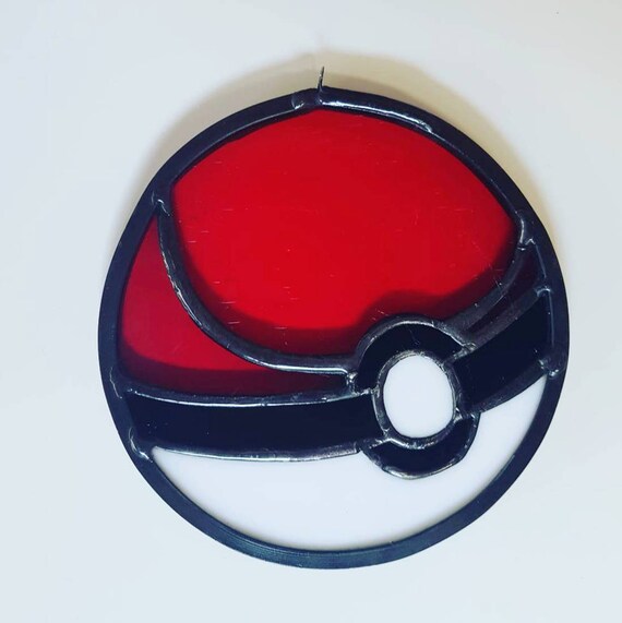 Pokeball stained glass piece inspired by Pokemon