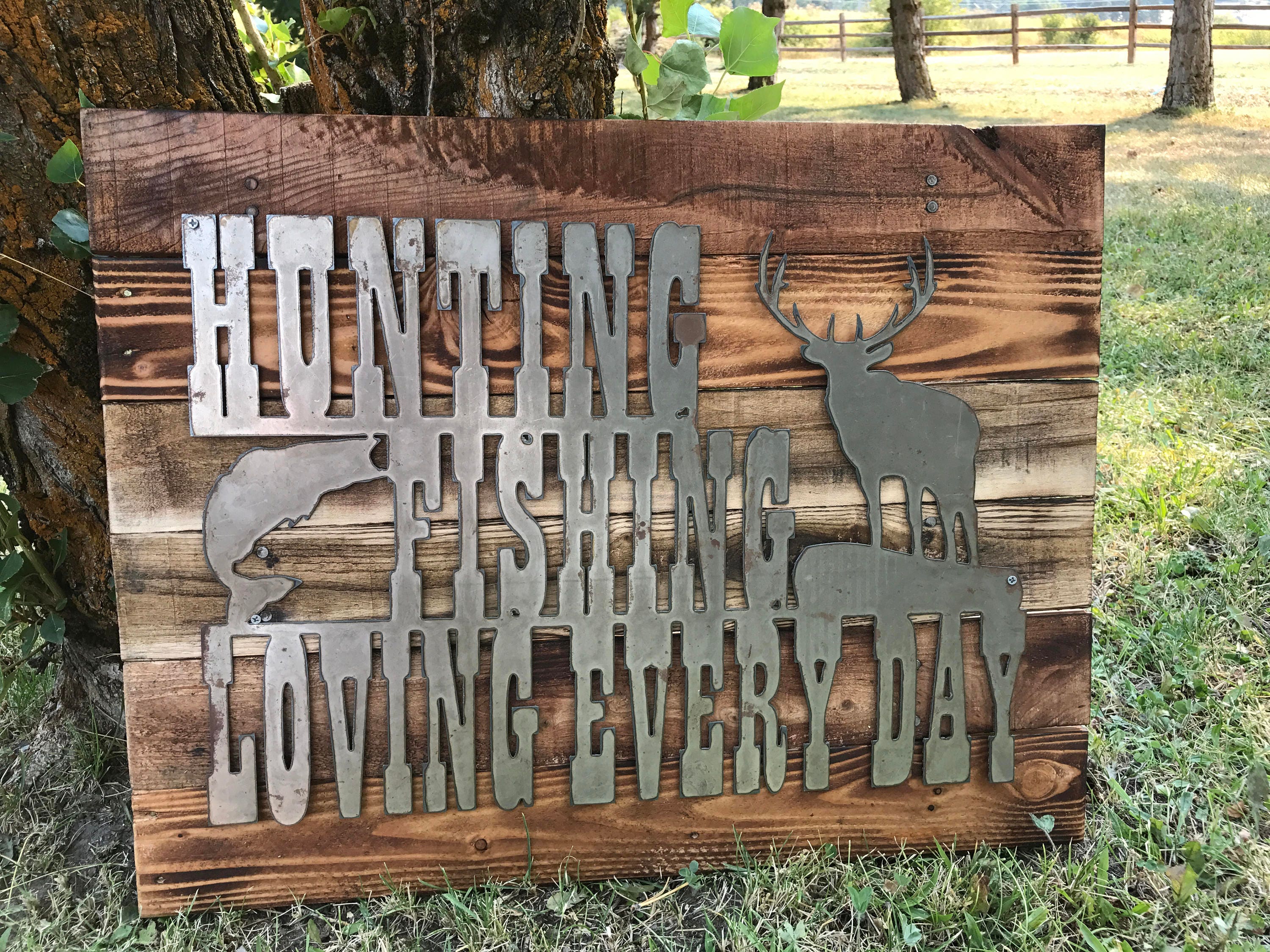 Metal Hunting and Fishing Sign Hunting Fishing Decor