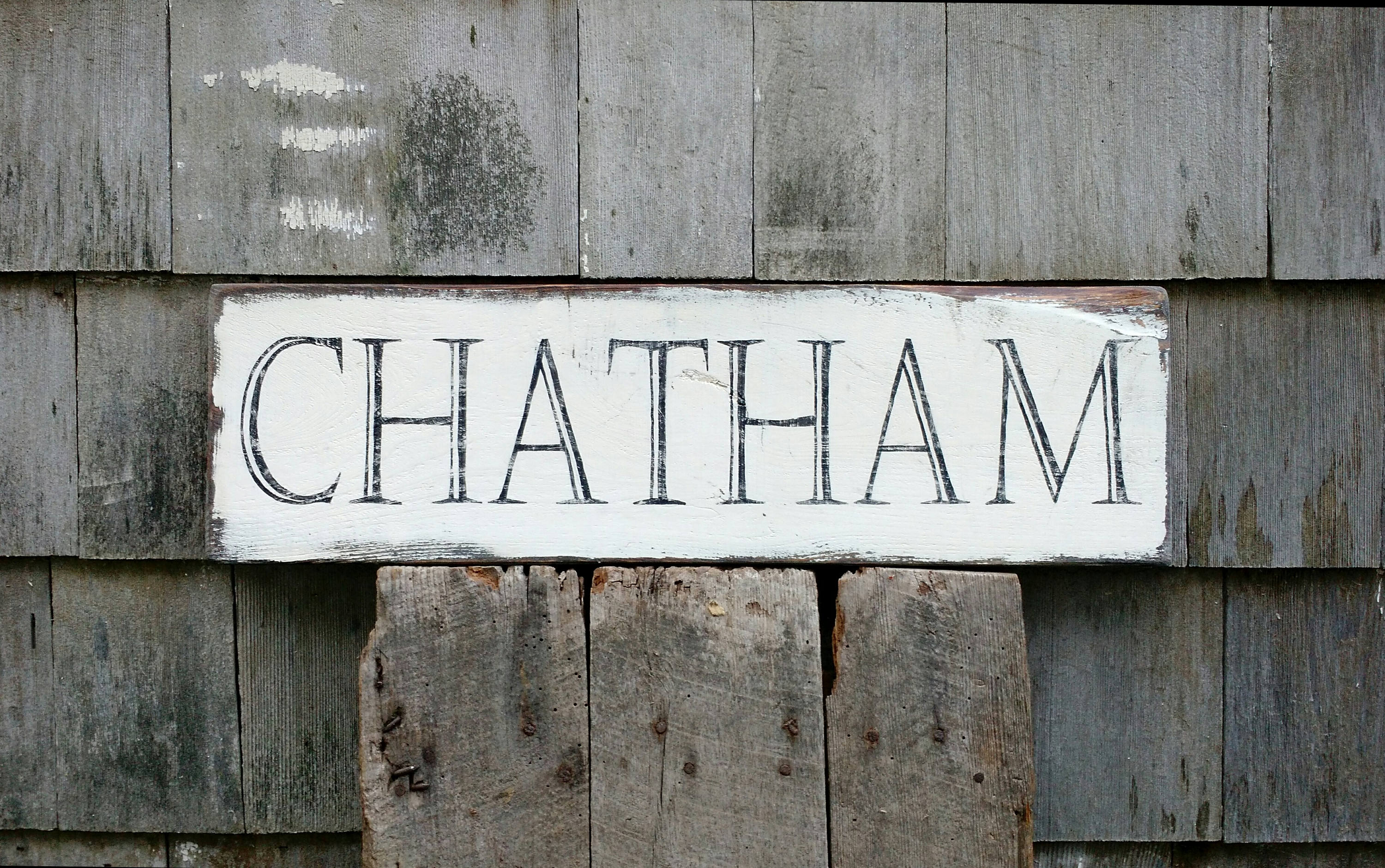 Vintage Chatham Mass Cape Cod sign on distressed reclaimed