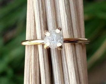 Raw Diamond Ring Uncut Gold Engagement Ring Wedding Ring Set Gold Silver Rose Gold Trending April Birthstone Ring Custom