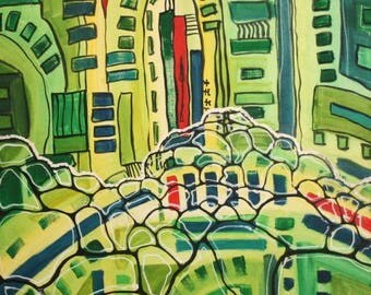 European art oil painting abstract cityscape
