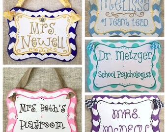 Custom name sign - teacher name sign - office decor - name plaque - door sign - counselor sign - teacher gift - back to school