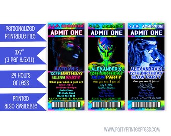 Printable Glow Party Invitation - Glow In The Dark Invitation - Neon Party Invitation - Neon Glow Invite - Teen Girl - Teen Boy - Sweet 16