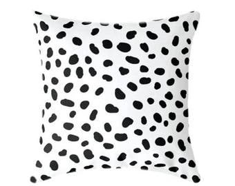 SALE Spotted Black and White Decorative, Pillow Cover 20", Accent Throw Cushion, Polka Dots Spots Animal Print, Togo Black and White Dalmati