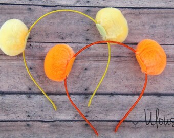 Winnie the Pooh Ears, Pom Pom Headbands, Tigger Ears, Pooh Bear Ears, Winnie the Pooh Headband, Pom Pom Ears, Tigger Headband, Pom Headband