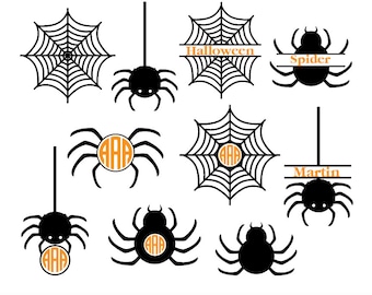 Halloween Svg, spider svg, spider web svg, spider monogram svg, halloween monogram svg, halloween silhouette, circut files, svg, dxf, eps.