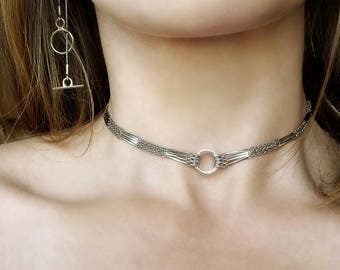 Silver choker necklace, multi chain necklace, silver choker chain, elegant choker, festival choker, wide choker necklace, birthday gift