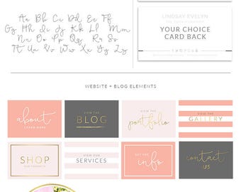 Watercolor Script Calligraphy Logo, Custom Logo Design , Boutique Blogger Watermark Stamp, Photography logo, Chic Logo Branding Board, 19