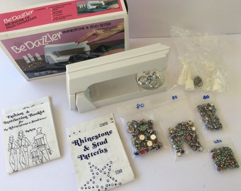 Be Dazzler Rhinestone and Stud Setter Machine , Patterns , Four Plunger Sizes, Plus 420 Ribets and Studs of different sizes and colors
