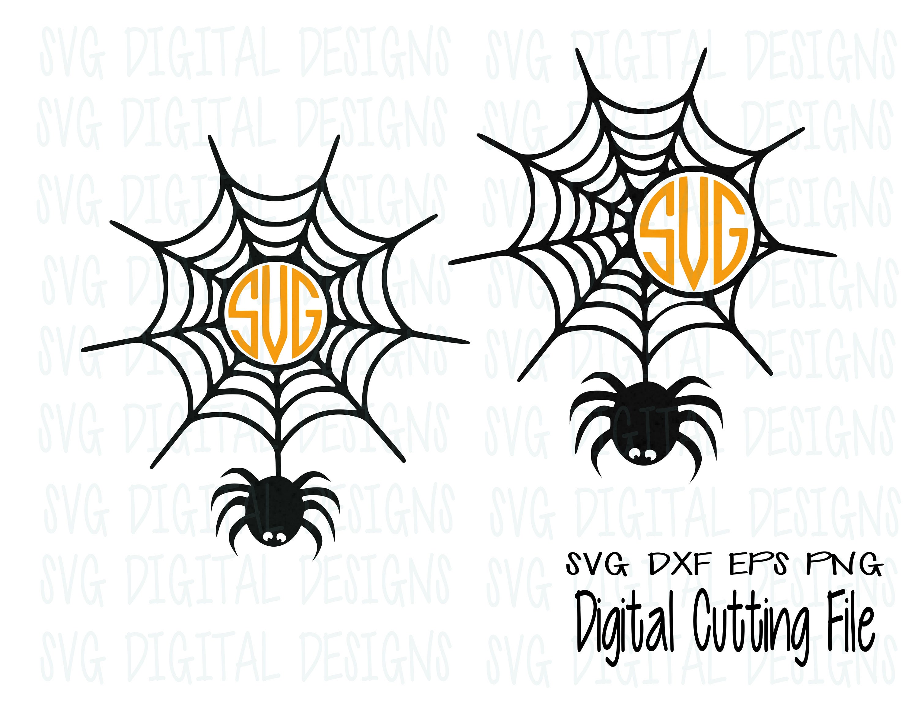 Spider Web Monogram Frame Set Svg Dxf Eps Png Cut File