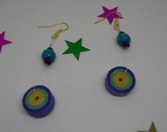 Paper and wood earrings