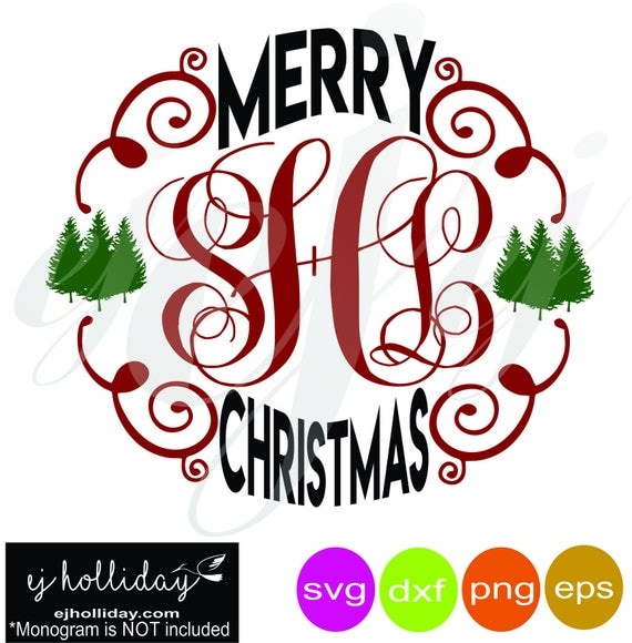 Download Merry Christmas Monogram Frame svg dxf eps png Digital Cutting