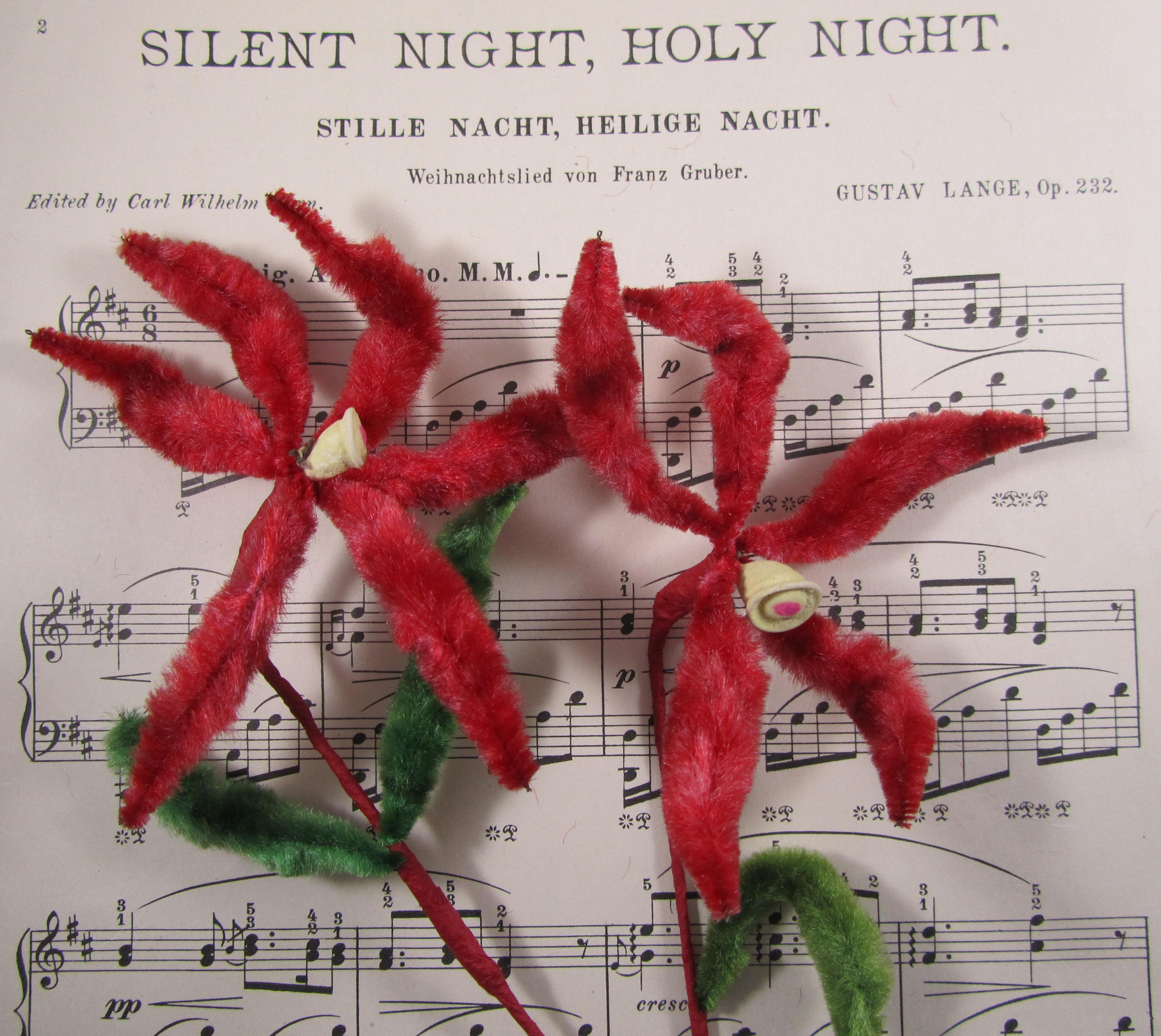 Vintage Poinsettia Stem Chenille