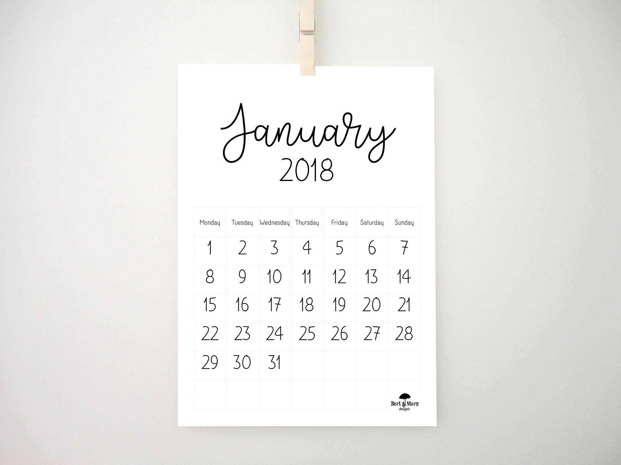 2018 cute printable calendar monthly calendar baby girl room