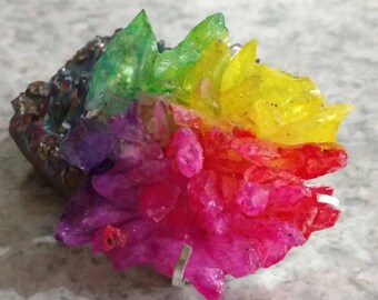 Huge Rainbow Druzy Pendant Necklace