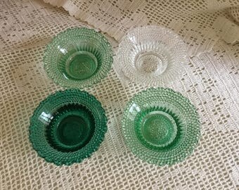 4 Dewdrop and Star Glass Open Salt Cellar