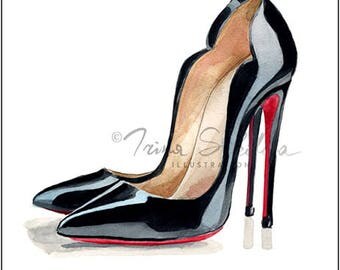 Digital Download Christian Louboutin shoes, Christian Louboutin heels, fashion prints, fashion illustration print, printable wall art