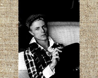David Bowie photograph, black and white photo print, vintage photograph, the Duke photograph, rock music decor, gift for him