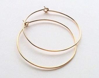 Gold Thin Hoop Earrings, Minimalist Lightweight Hoop Earrings, Gold Hoop Earrings, Large Hoops.