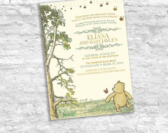 Winnie the Pooh Baby Shower Invitation, Classic Winnie the Pooh Baby Shower Invitation, Storybook Baby Shower Invitation, Winnie the Pooh