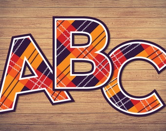 Halloween letters svg alphabet png, autumn fall font dxf, party invitation, spooky trick treat, scary orange plaid, purple happy decor