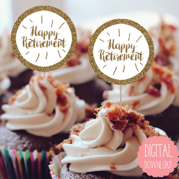 printable retirement cupcake toppers glitter retirement