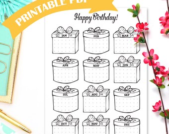 a5 sticker template Birthday tracker Etsy